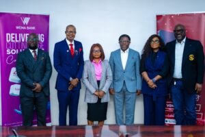JD Global Light Consult Ltd CEO Ms. Taiwo Adekanye and DG. Presidential Foreign Intervention Promotion Council/Convener World Investment Summit in high level meeting with Executive Directors of WEMA Bank at the WEMA Bank Head Office Marina Lagos