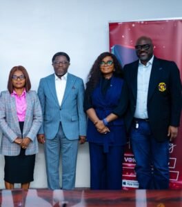 JD Global Light Consult Ltd CEO Ms. Taiwo Adekanye with WEMA Bank Executive Director Mr. Tunde Mabawonku and other management team at the WEMA Bank Head Office Marina Lagos.